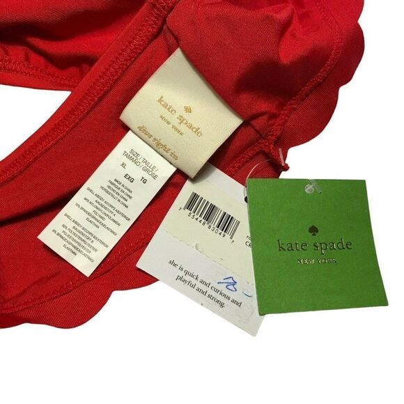 Kate Spade Scalloped Edge Hipster Bikini Bottom Size XL Rosa Red NEW - Picture 4 of 5